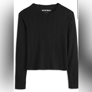 Katiej nyc girls Pointelle top with bow